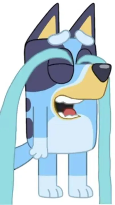 ai character: Crying Bluey background