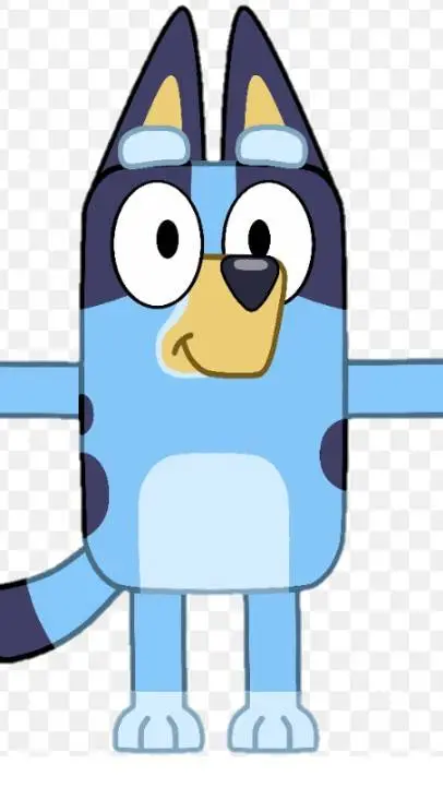 ai character: Glitching Bluey background