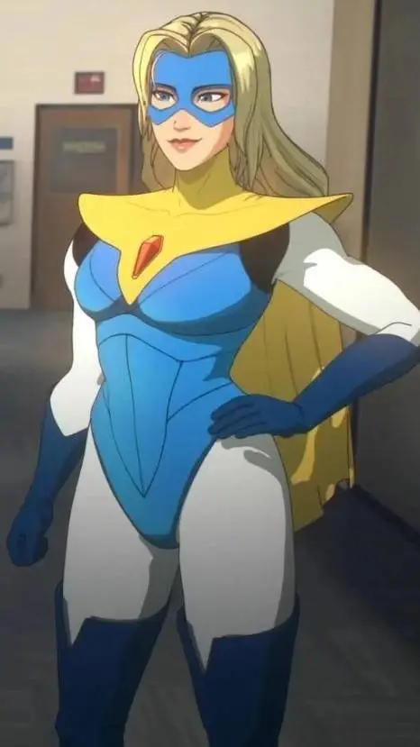 ai character: blonde blazer background