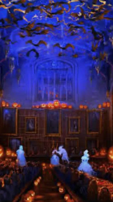 ai character: Hogwarts Halloween background