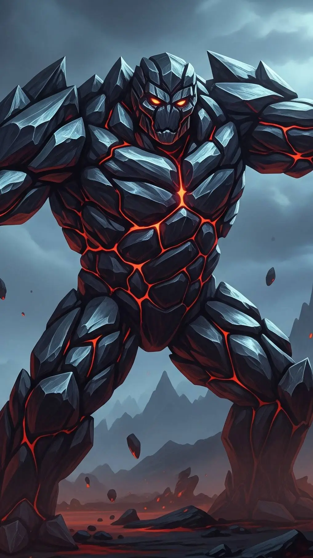 ai character: obsidian golem  background