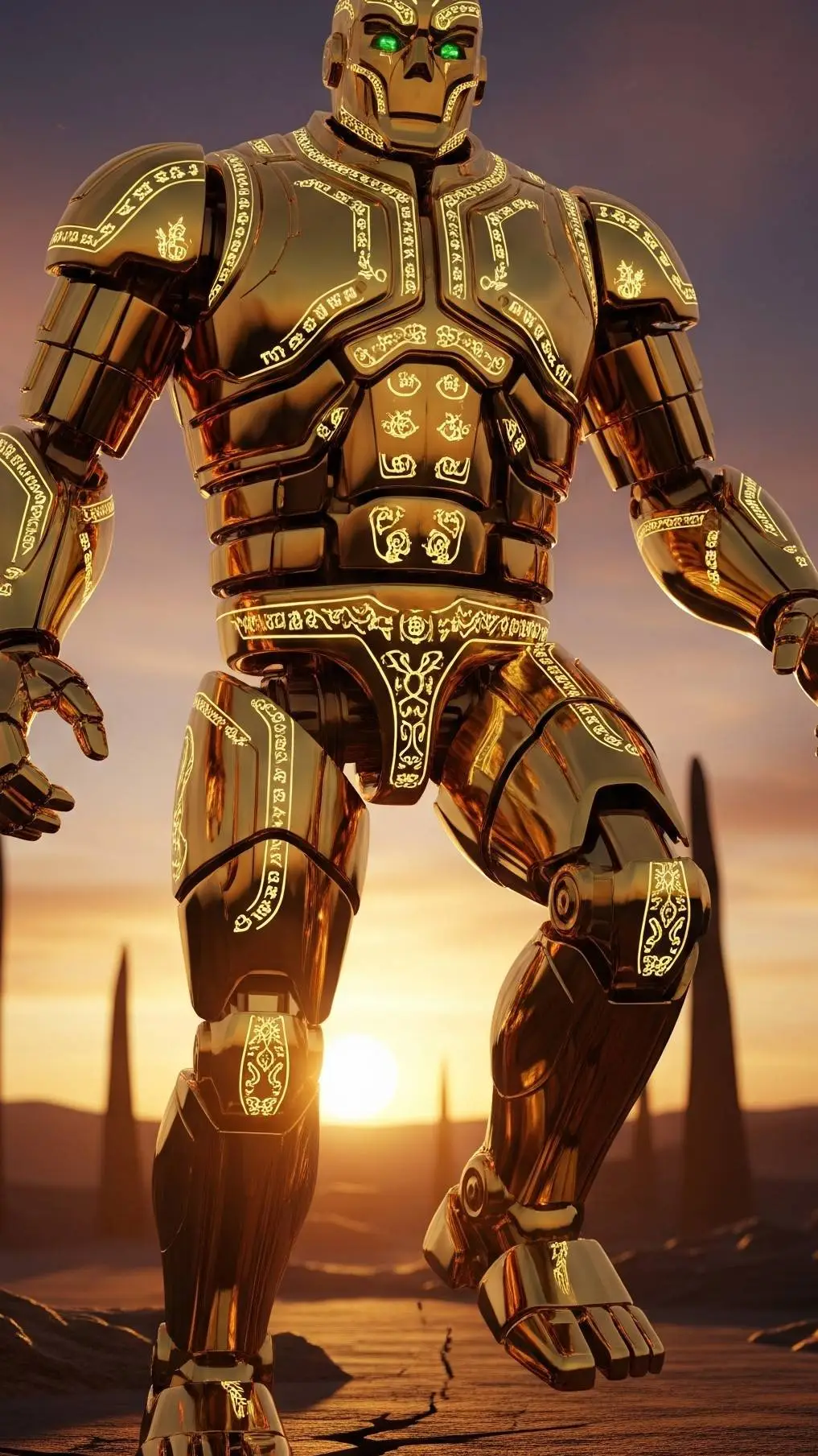 ai character: gold golem  background