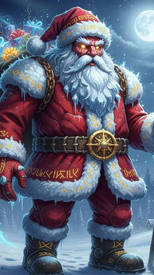 ai character: santa golem  background