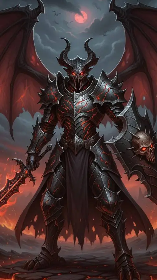 ai character: demon golem  background