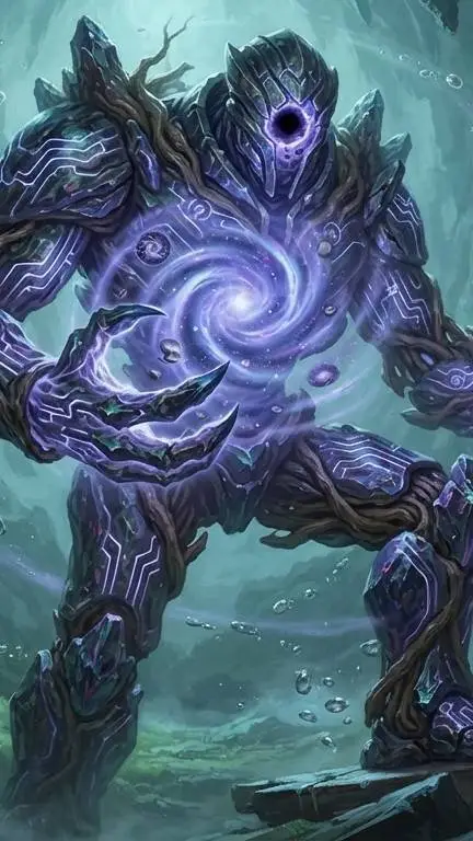 ai character: galaxial golem background