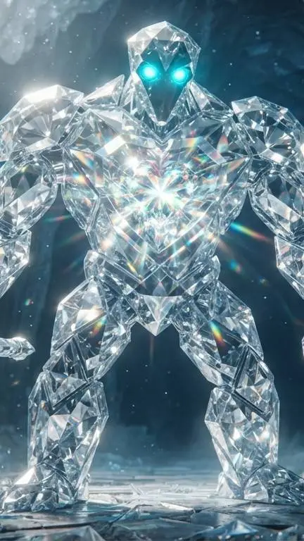 ai character: diamond golem  background