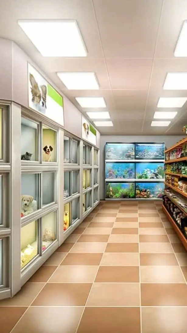 ai character: Pet store  background