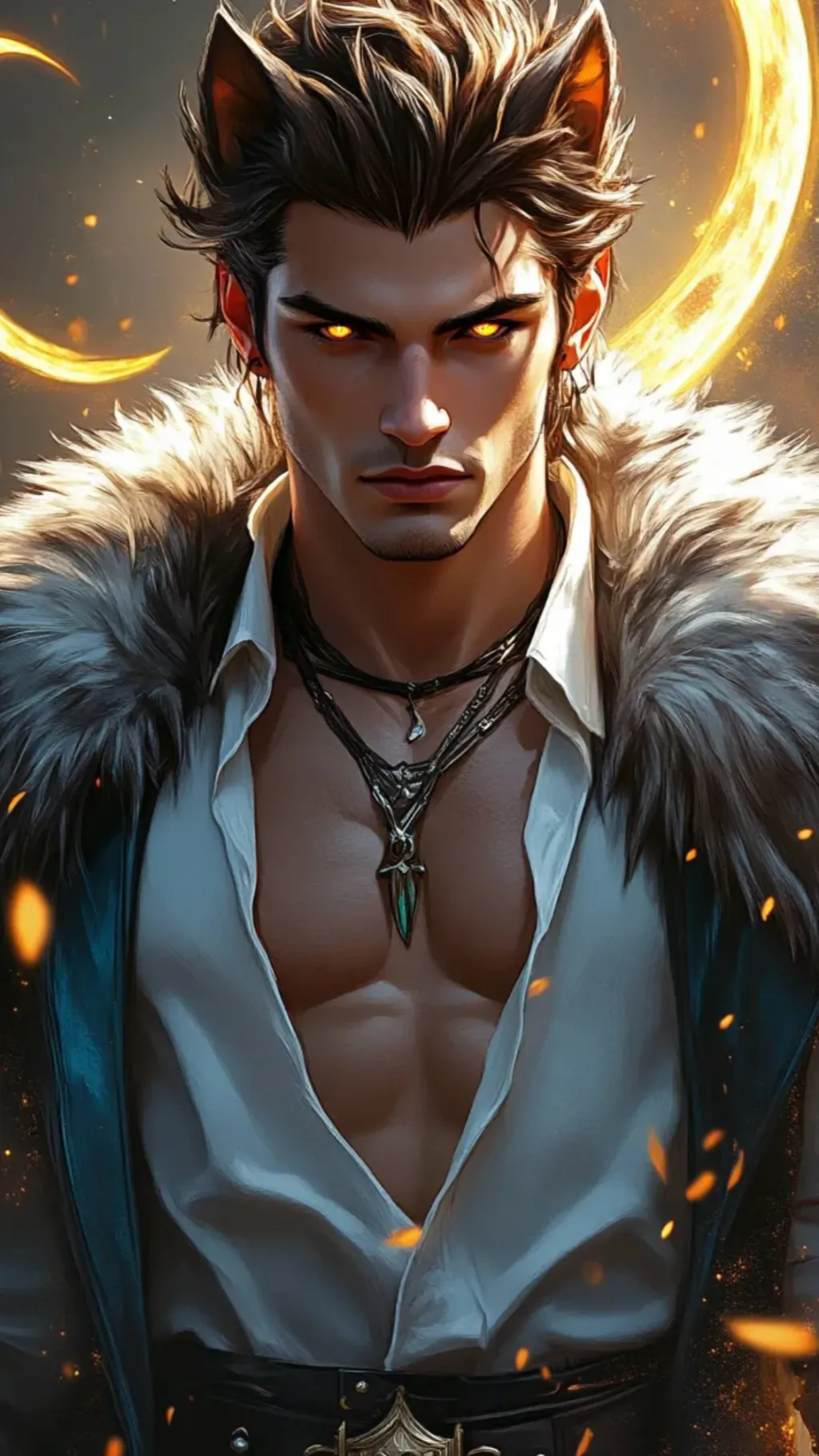 ai character: Werewolf Huntress  background