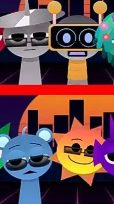 ai character: sprunki vaporwave background