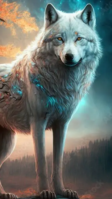 ai character: Female wolf background