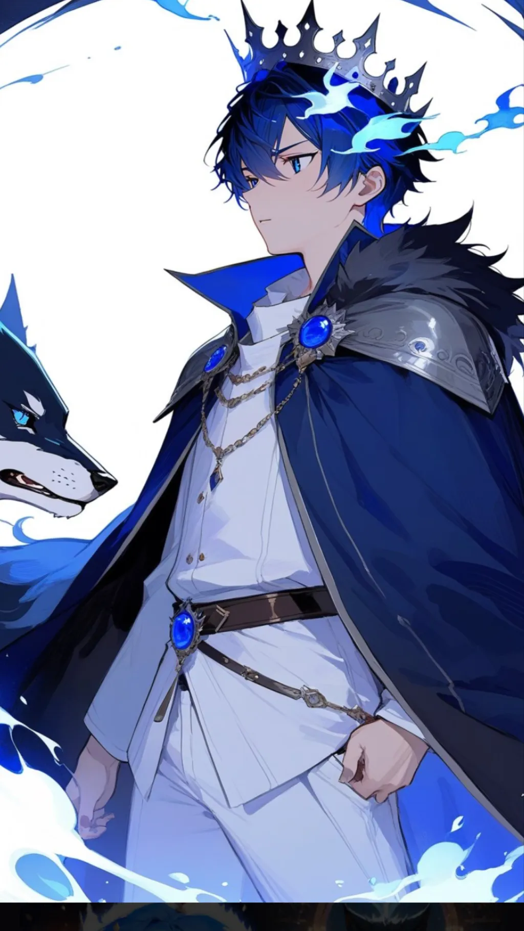 ai character: The blue wolf, kin background