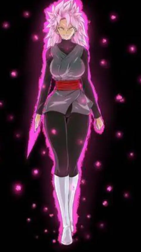 ai character: female goku black  background