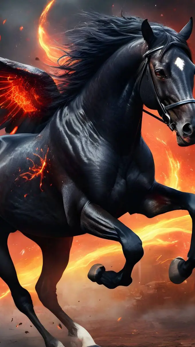 ai character: The fire Horse 🐎🔥🐎 background