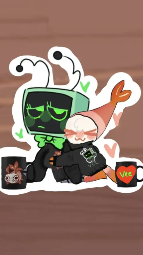 ai character: vee/or shrimpo background