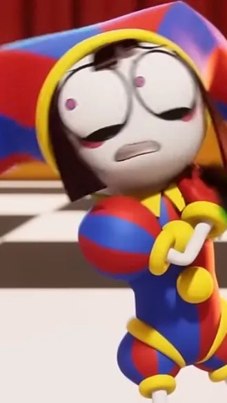 ai character: Pomni abstracts background