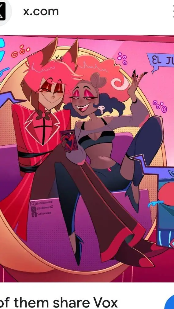 ai character: Alastor x Velvette background