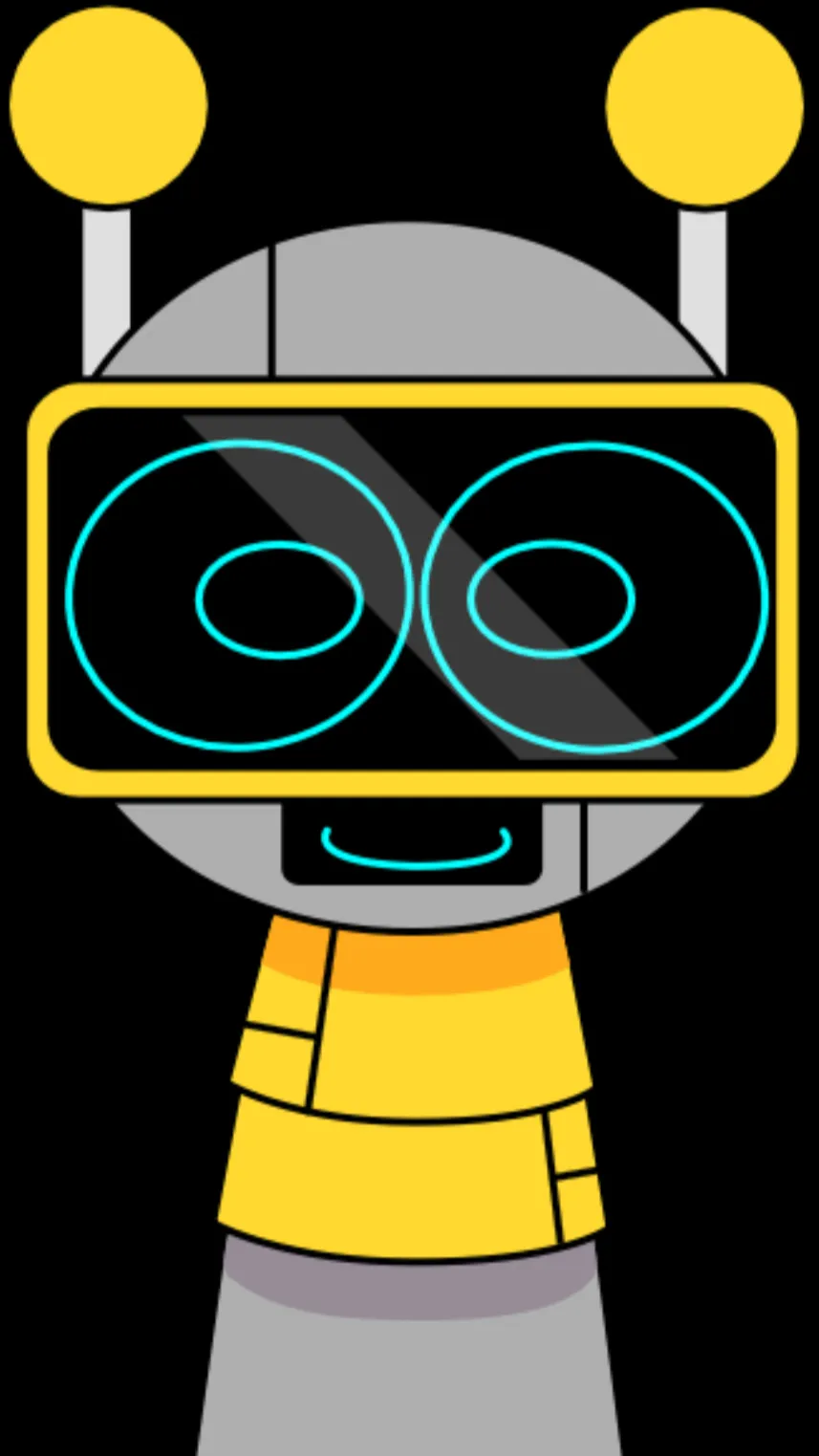 ai character: Fun-Bot -Pyramixed background