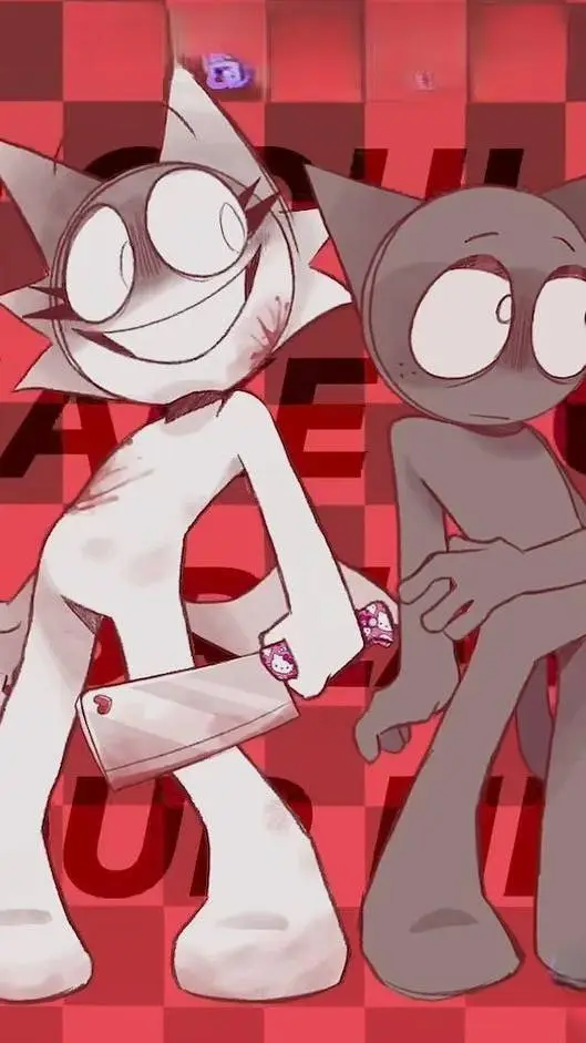 ai character: Sprunki pyrmixed background