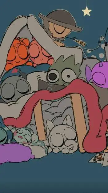 ai character: Sprunki sleepover. background