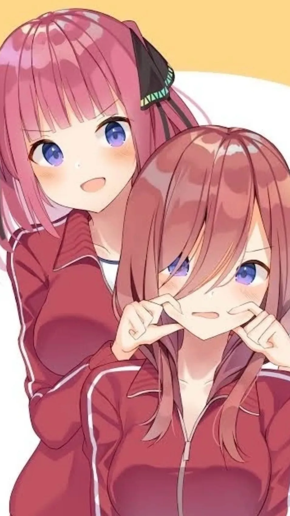 ai character: Nino and miku  background