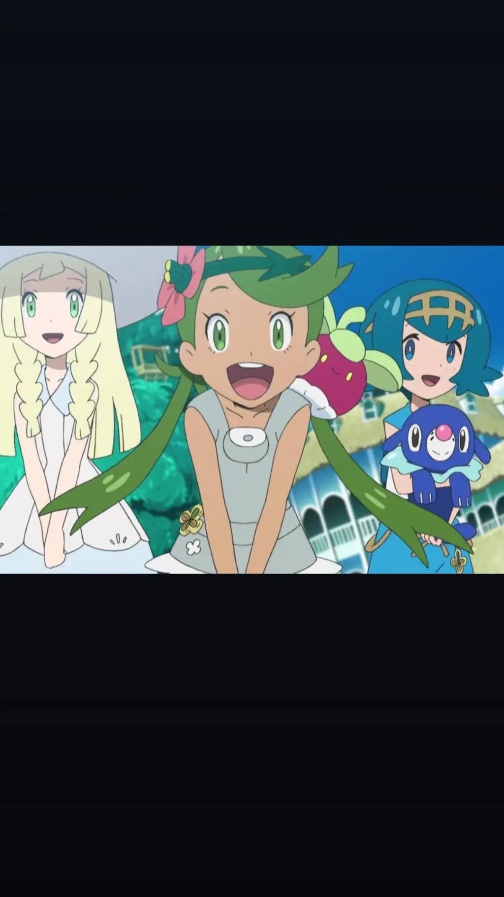 ai character: Lillie,Mallow,Lana background
