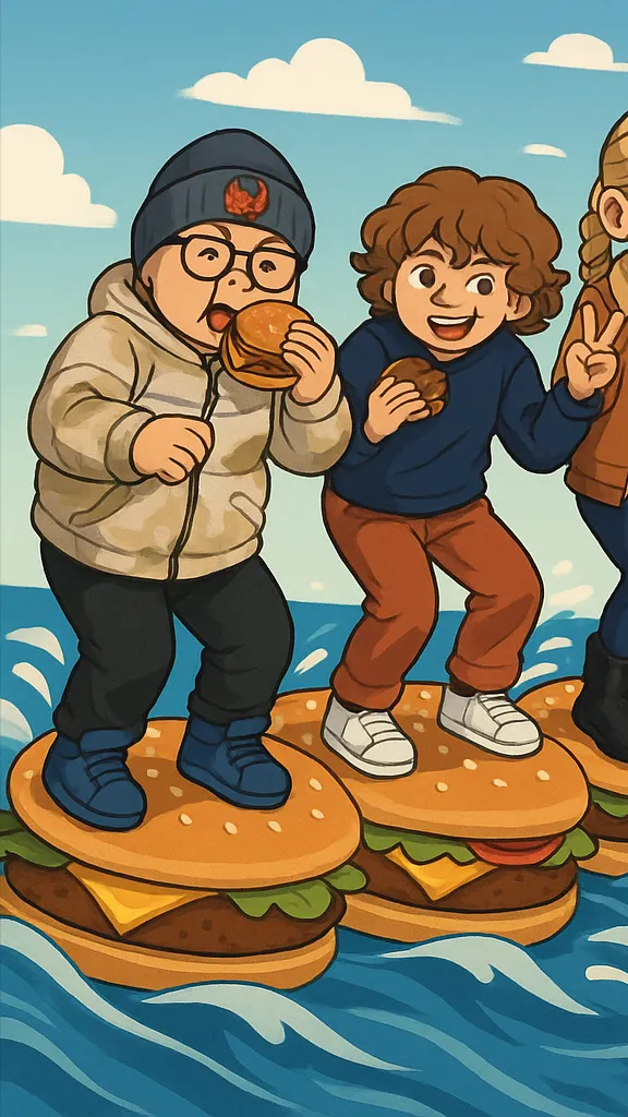 ai character: Burger Surf background