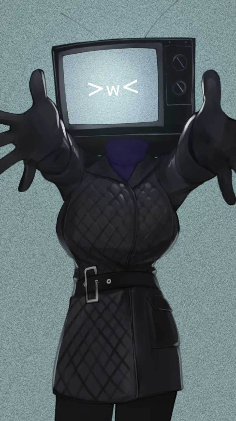 ai character: Tv woman  background