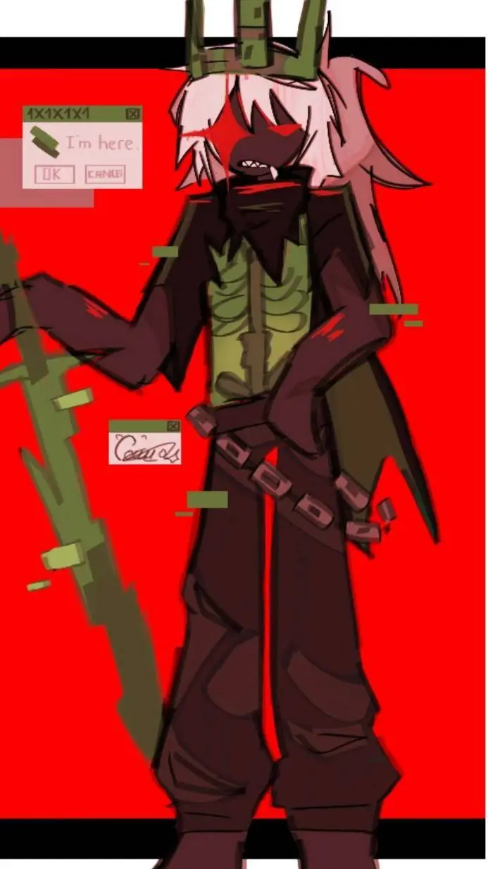 ai character: 1x1x1x1💚🤍🖤 background