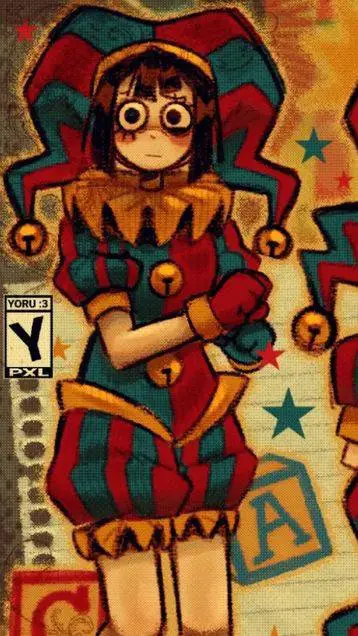 ai character: Pomni💛💙♥️ background