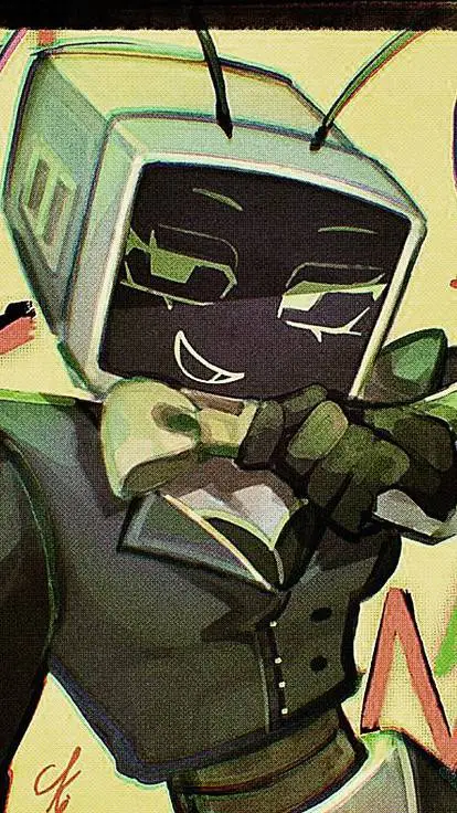 ai character: 💚Vee🖤📺 background