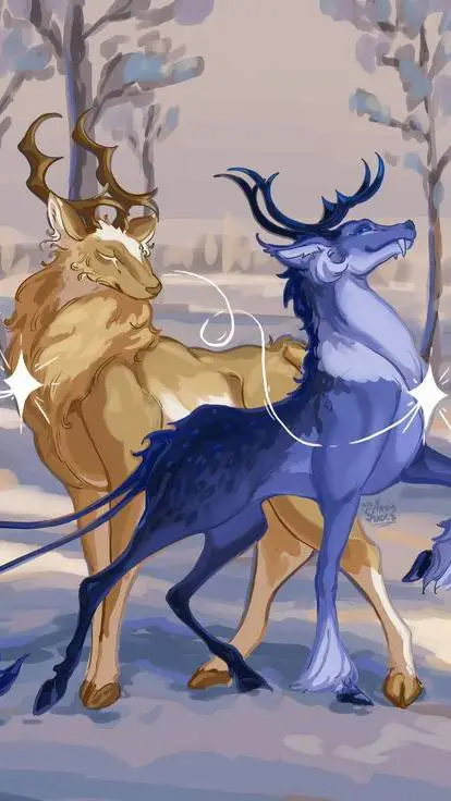 ai character: 🦌🫎Fawns/deers AU💙💛 background