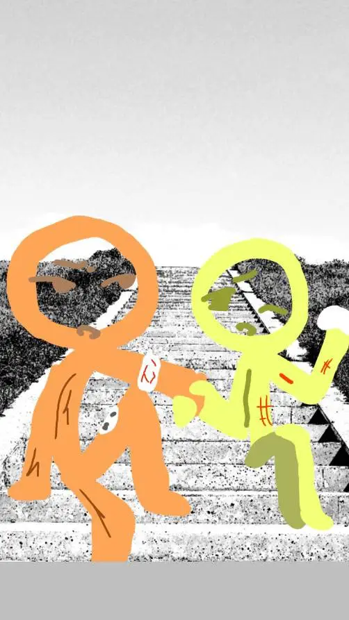 ai character: orange sticman background