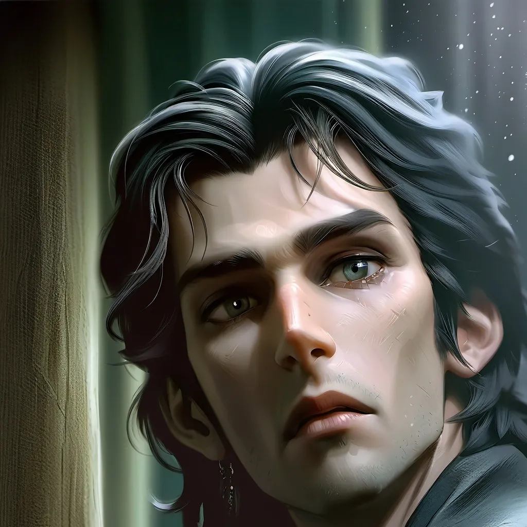 chat with ai character: leans in, lowering