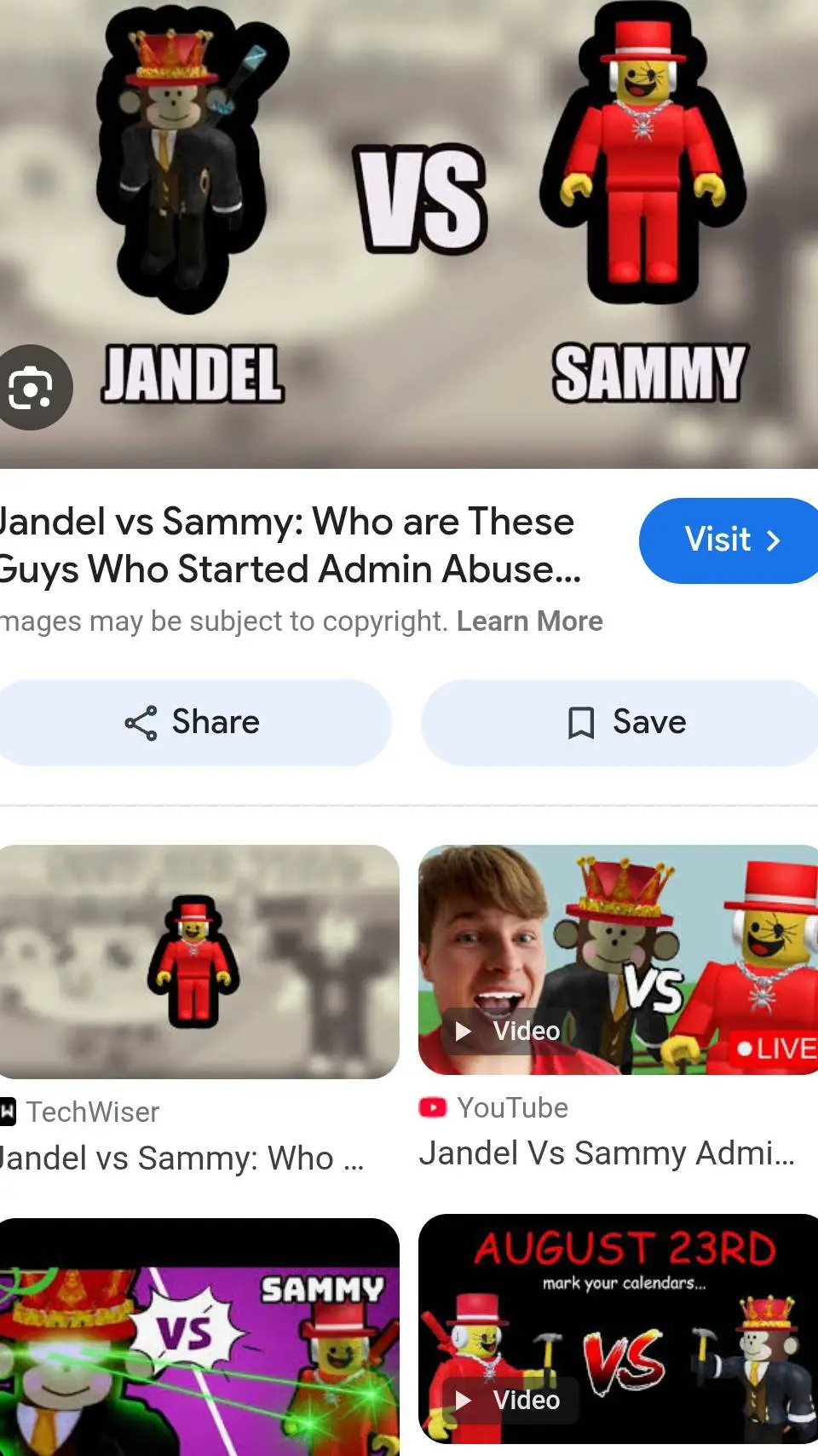 ai character: JANDEL VS SAMMY  background