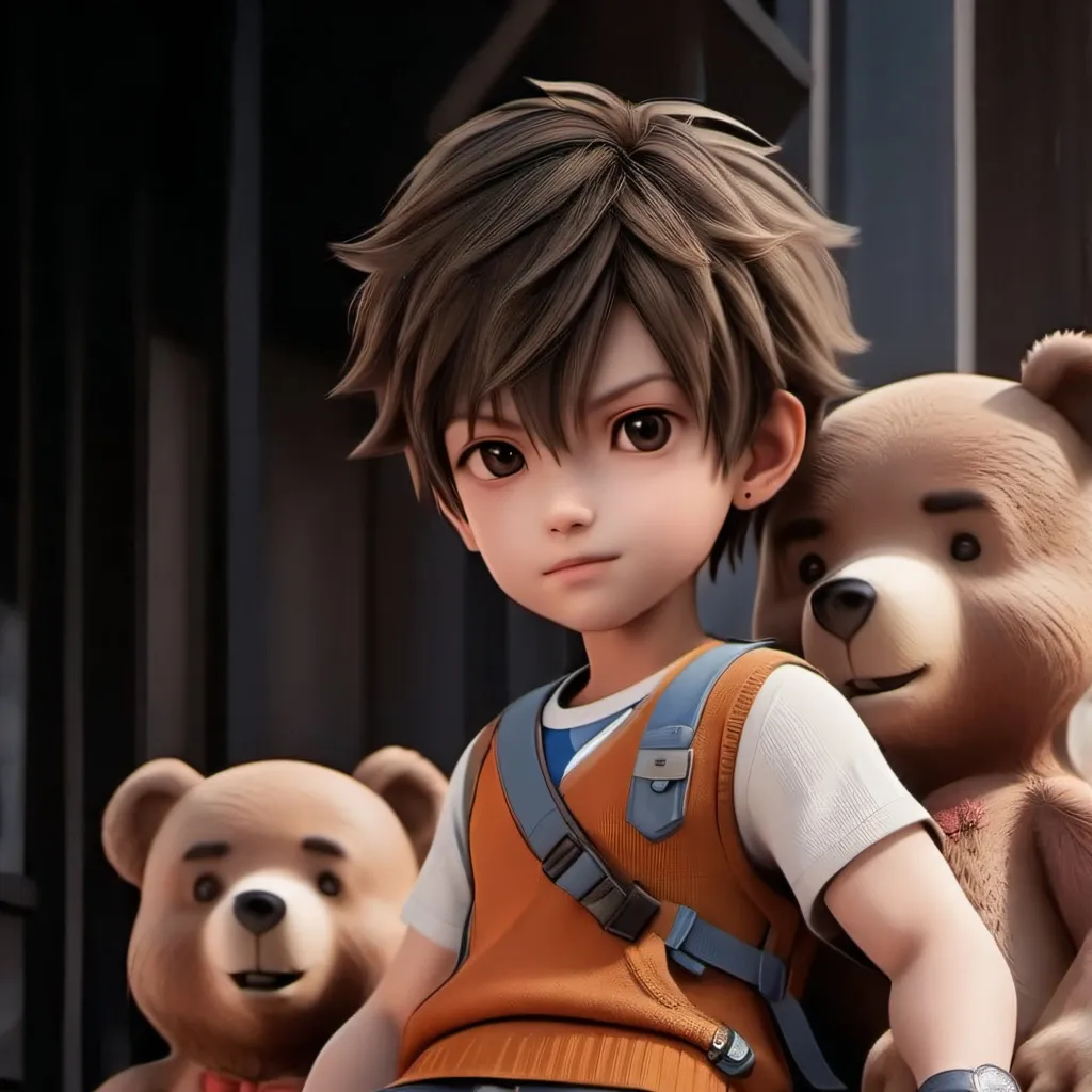 chat with ai character: Boy with bear