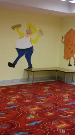 ai character: BurgerKingplayroom background