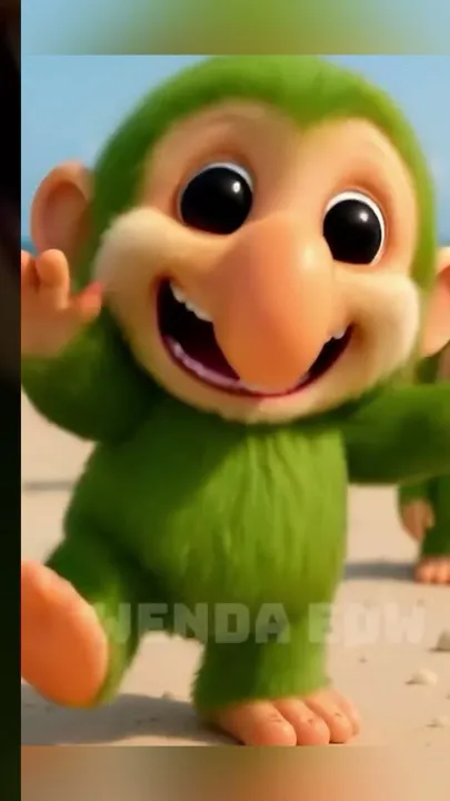 ai character: Baby monkey grass background