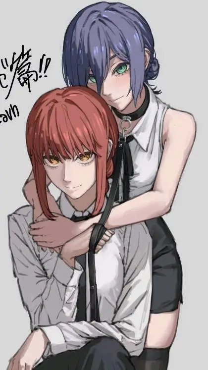 ai character: reze and makima  background