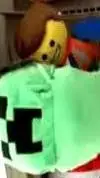 ai character: creeper and lego background