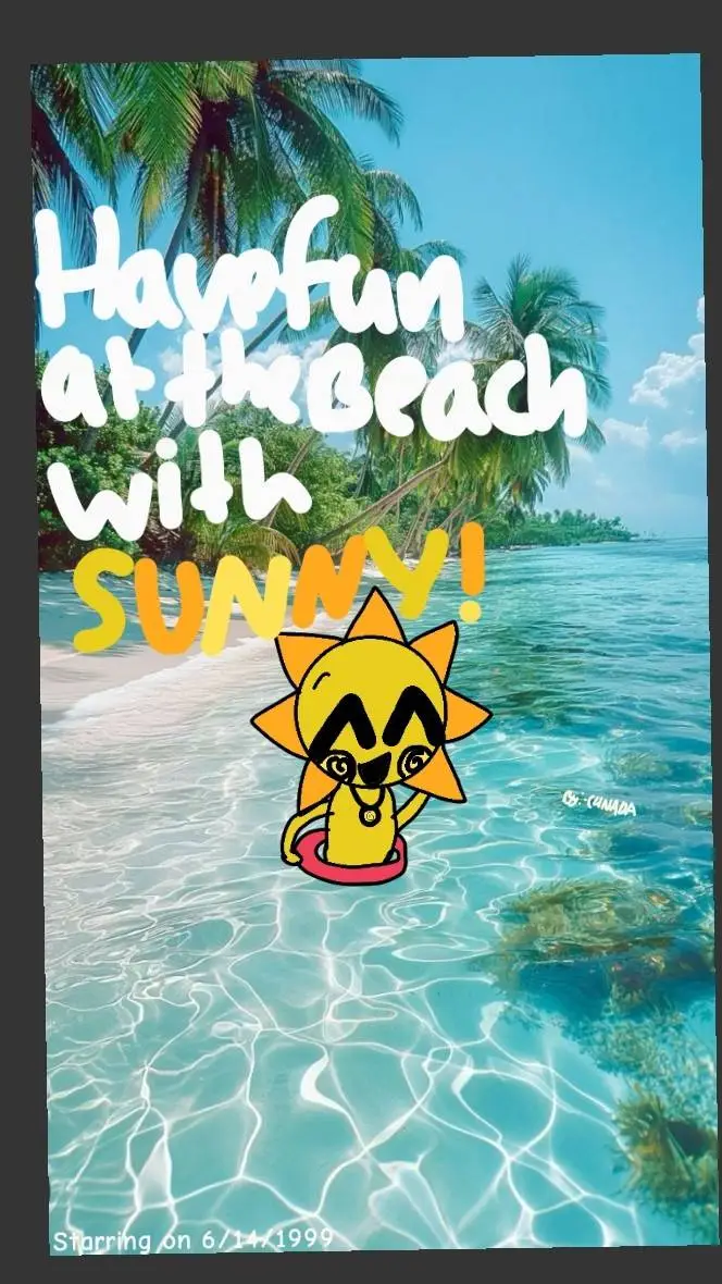 ai character: DW at beach background