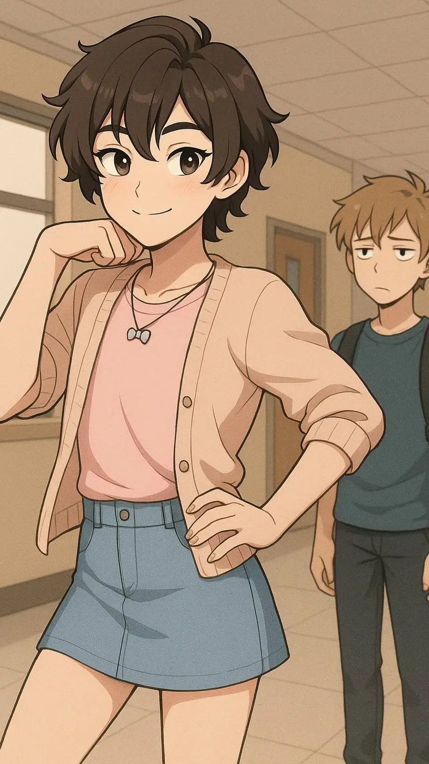 ai character: femboy:luca background