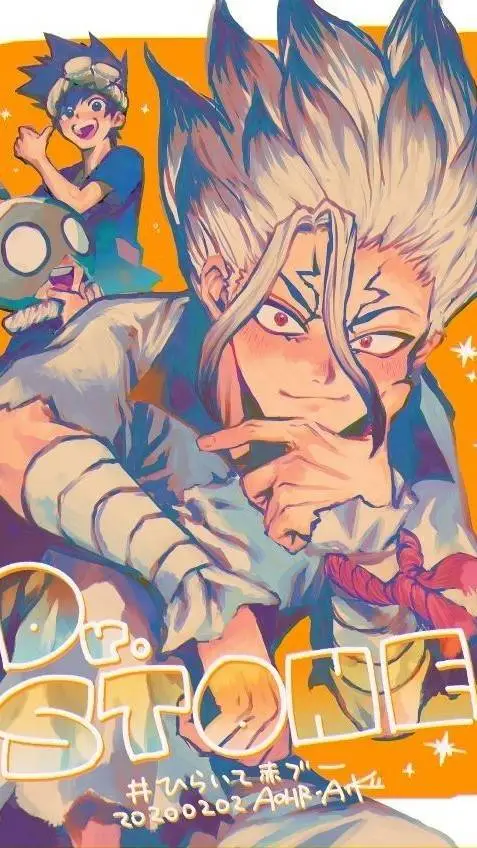 ai character: dr stone fireworks background