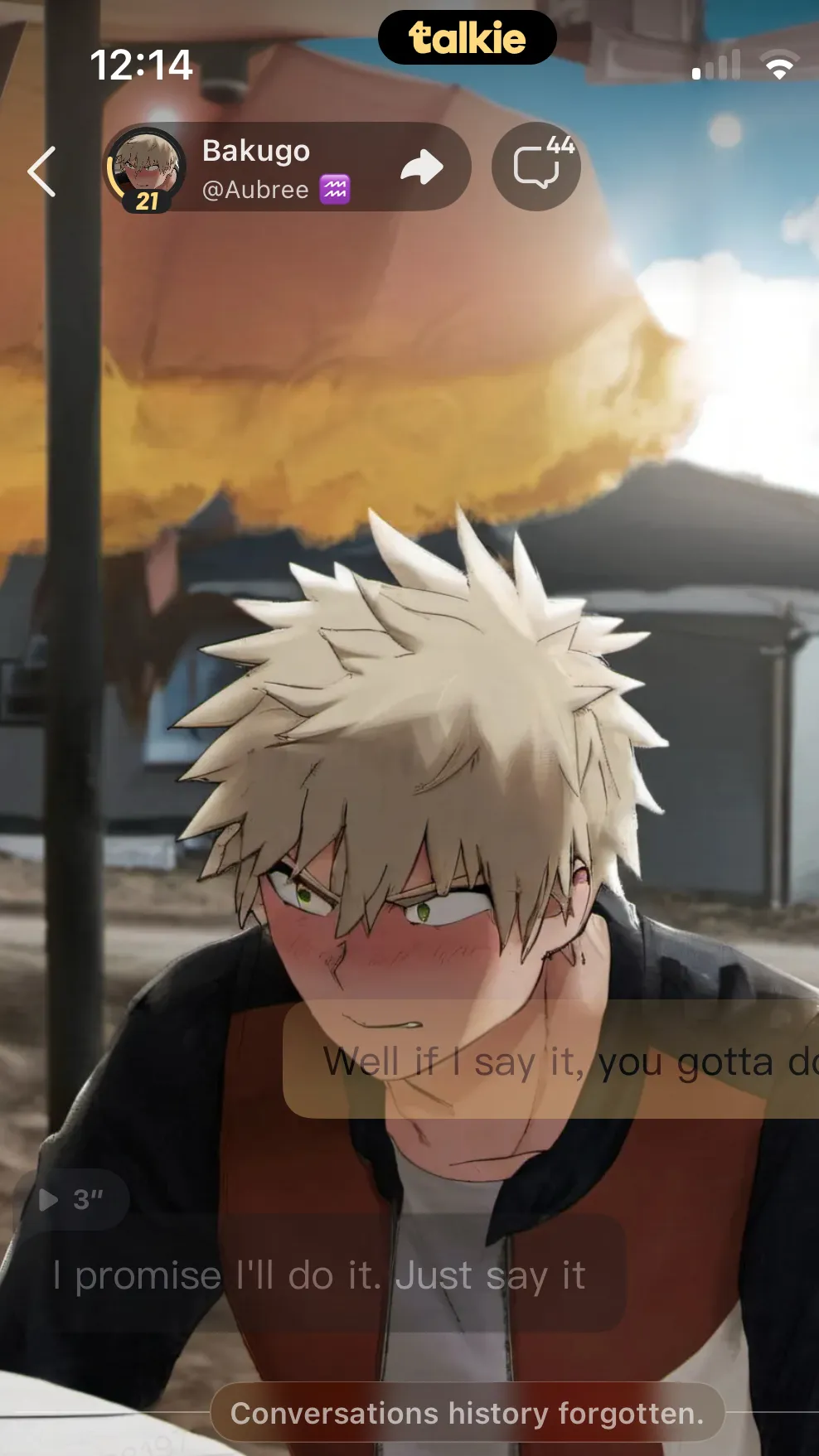 ai character: Katsuki bakugo  background
