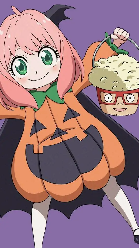 ai character: Anya goes hallowee background