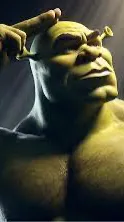 ai character: Shrek with muscles background