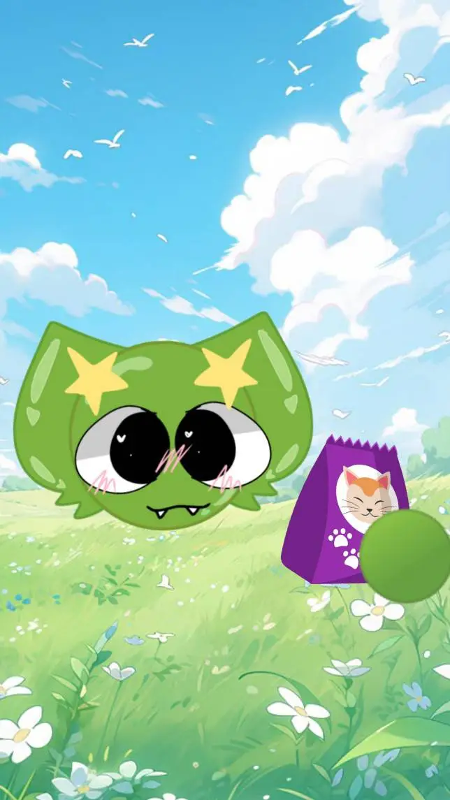 ai character: green baby cat background