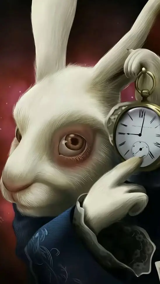 ai character: white rabbit  background