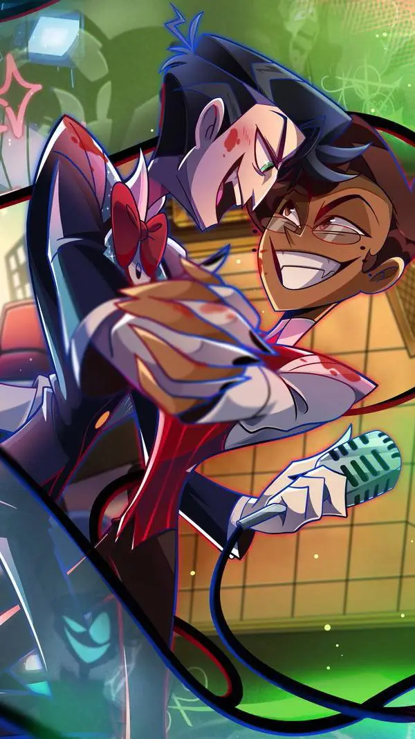 ai character: Human Radiostatic💜 background