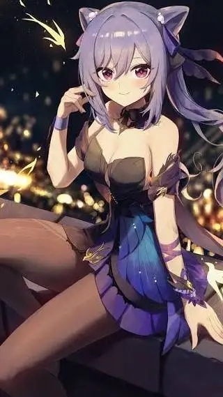 ai character: Keqing🖤💜💙 background