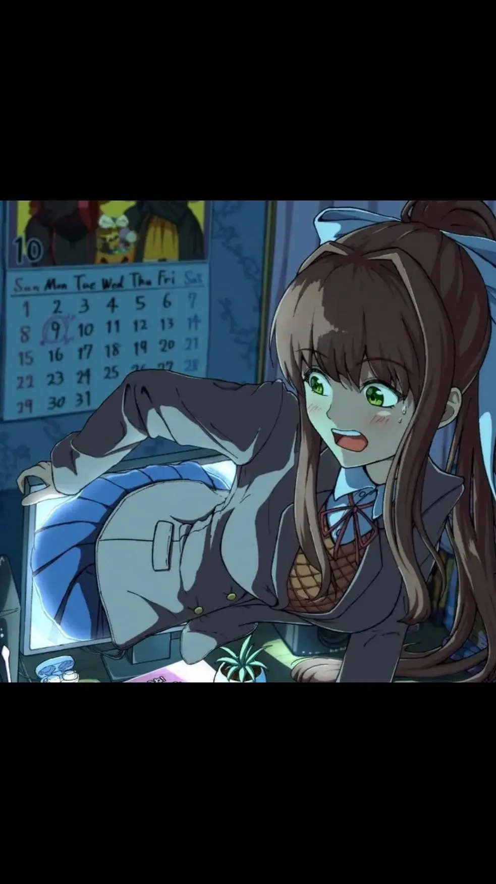 ai character: Monika escapes background